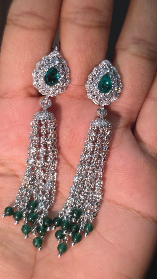 Emerald Tassel Earrings