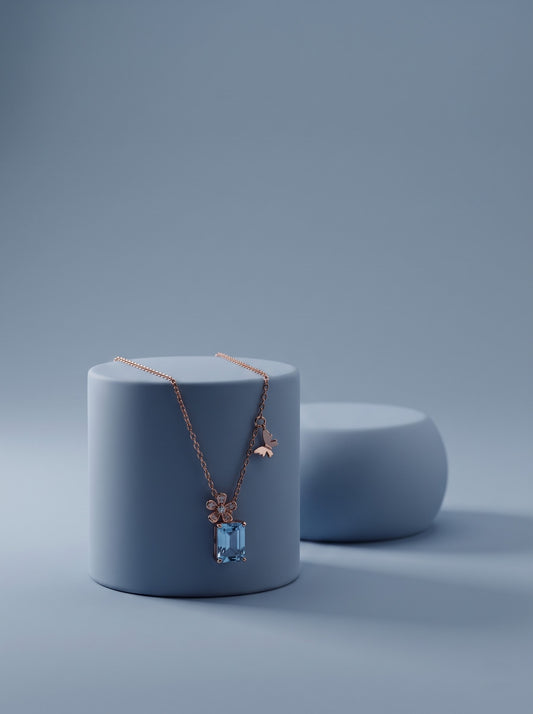 Aqua Square Pendant Chain