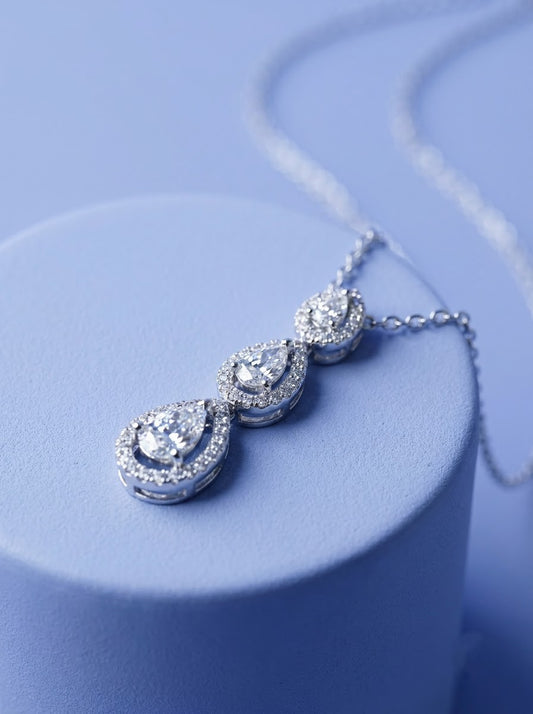 Three-Stone Halo Pendant