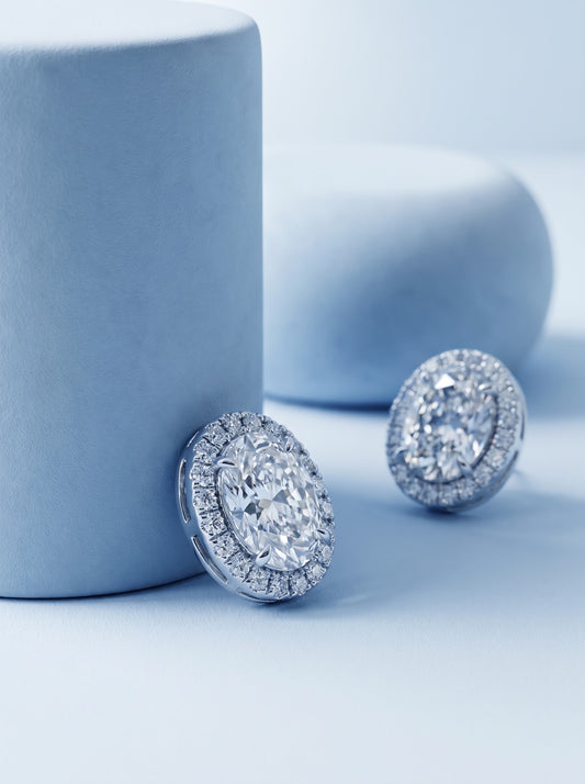 Oval Halo Studs