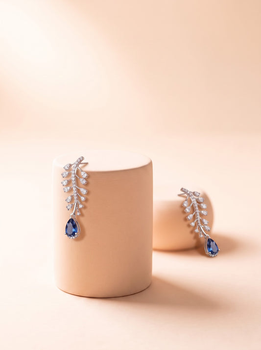 Sapphire Leaf Drop Earring