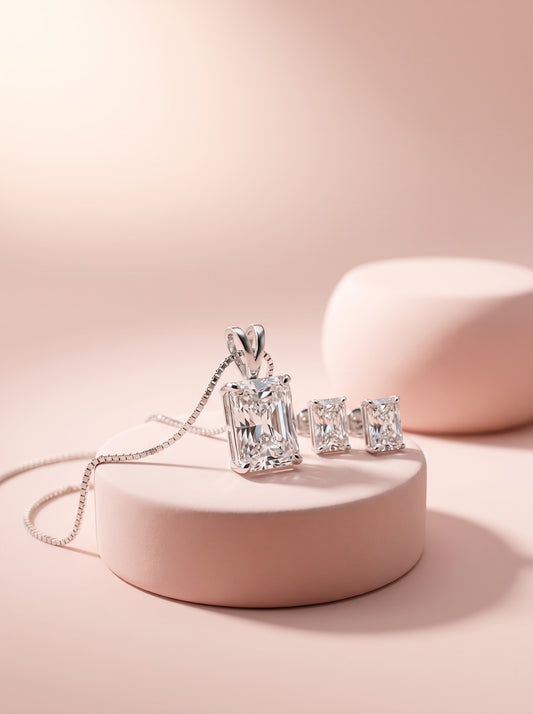 Radiant Cut Pendant Set