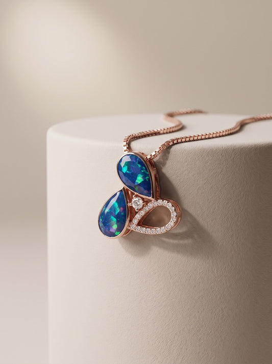 Abstract Blue Gem pendat set