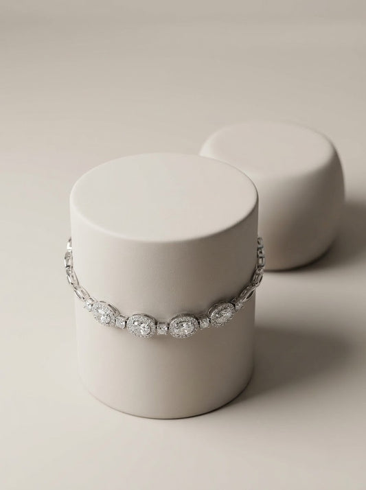Oval Halo Tennis Bracelet