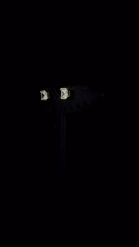 Radiant Cut Stud Earring | 925 Sterling Silver | The White Kala