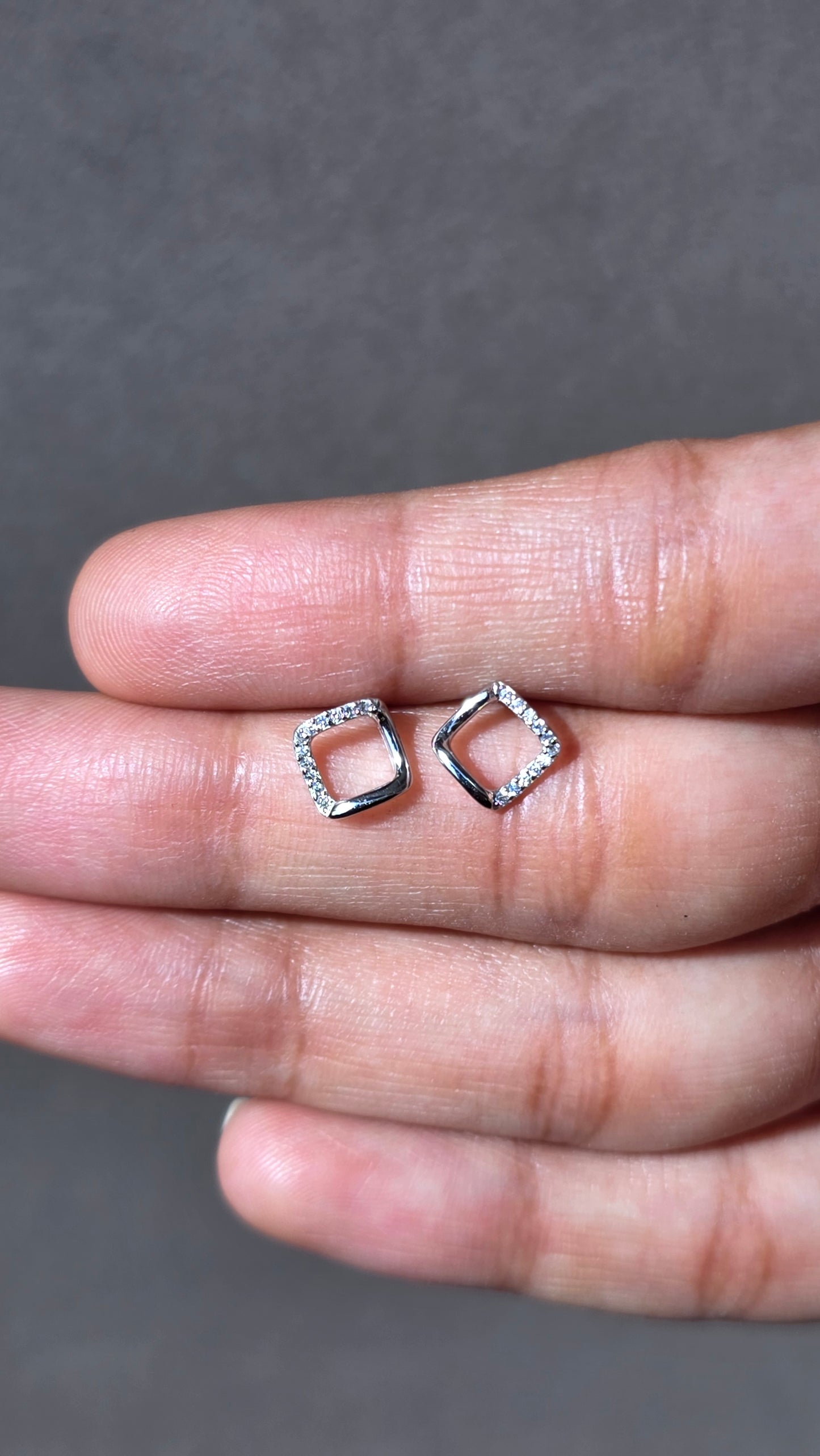 Rhombus Crystal Stud Earrings