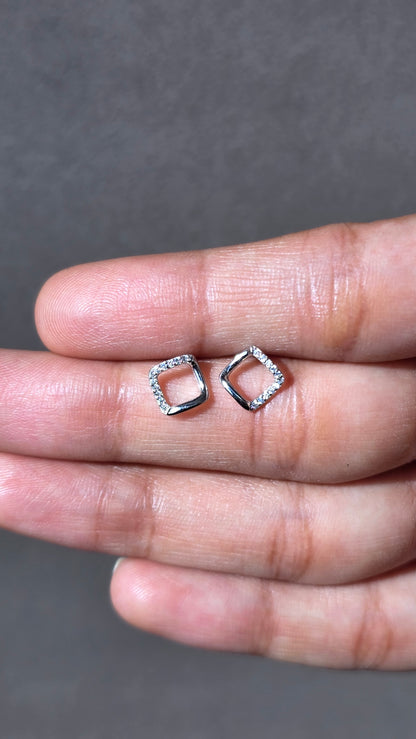Rhombus Crystal Stud Earrings