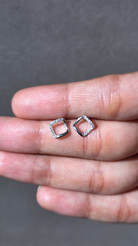 Rhombus Crystal Stud Earrings