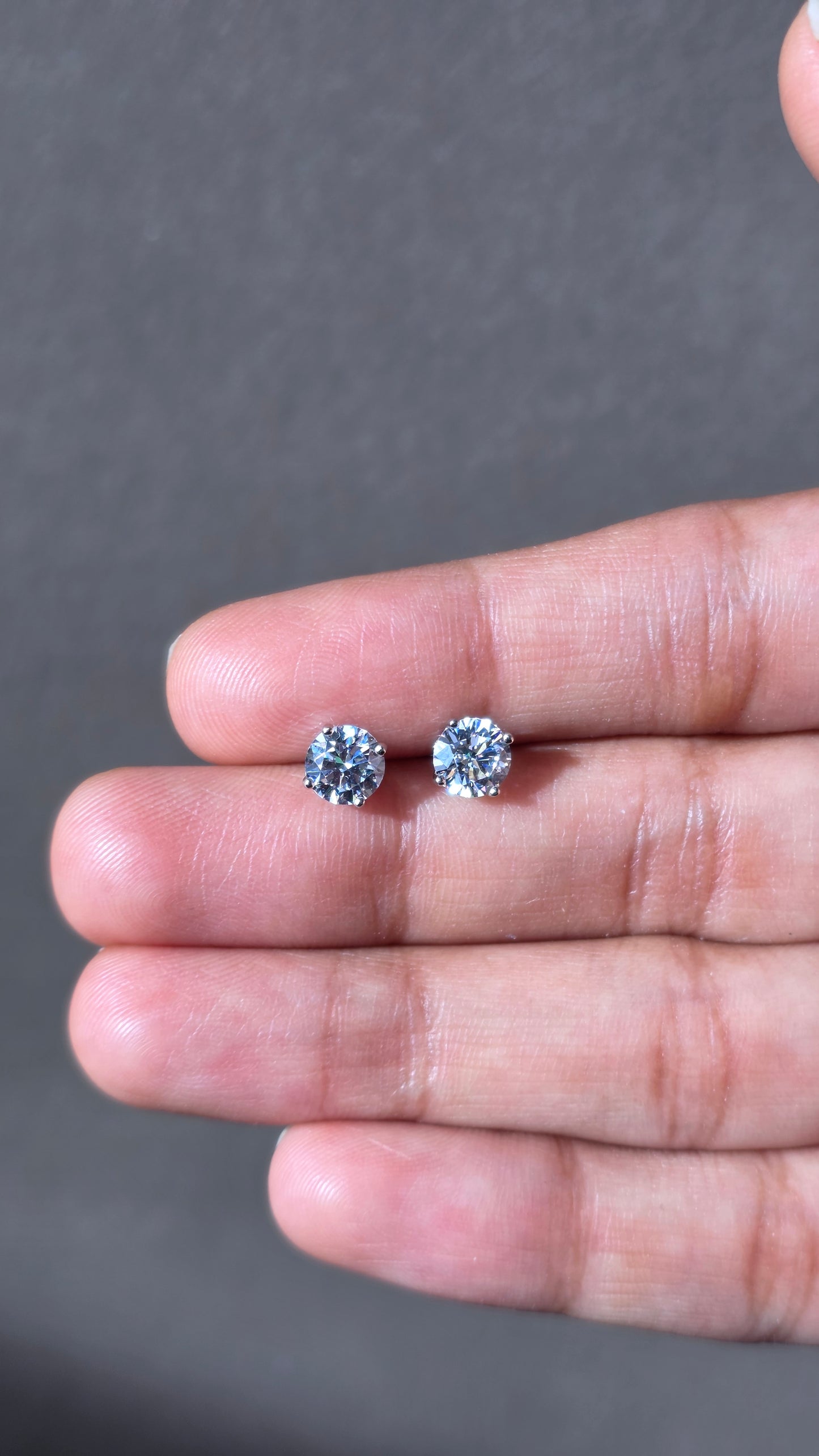 Round Solitaire Stud Earrings | 925 Sterling Silver | The White Kala