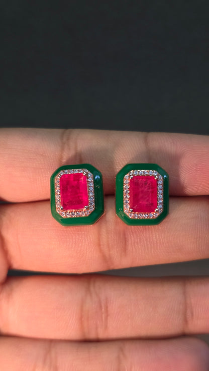Emerald Frame Studs