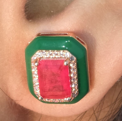Emerald Frame Studs