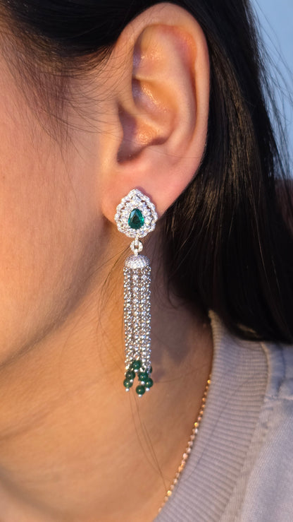 Emerald Tassel Earrings