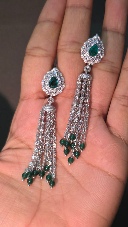Emerald Tassel Earrings