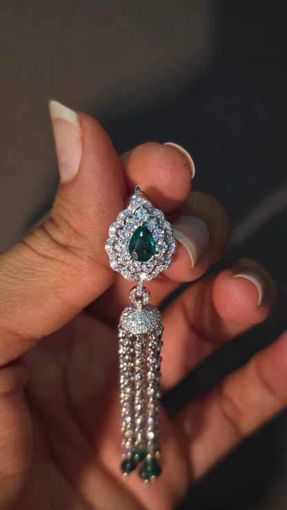 Emerald Tassel Earrings