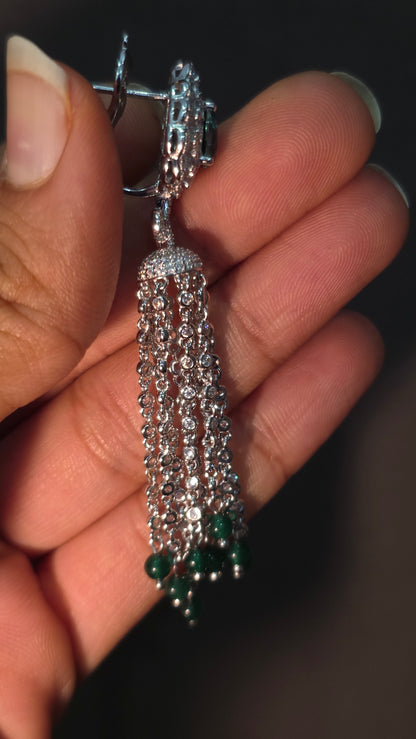 Emerald Tassel Earrings