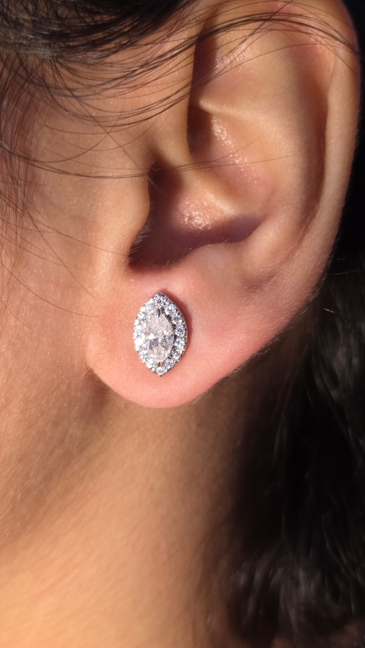 Marquise Halo Studs