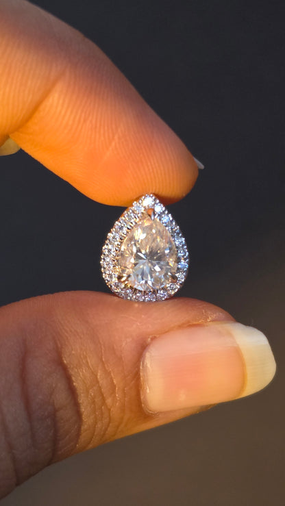 Pear Halo Studs