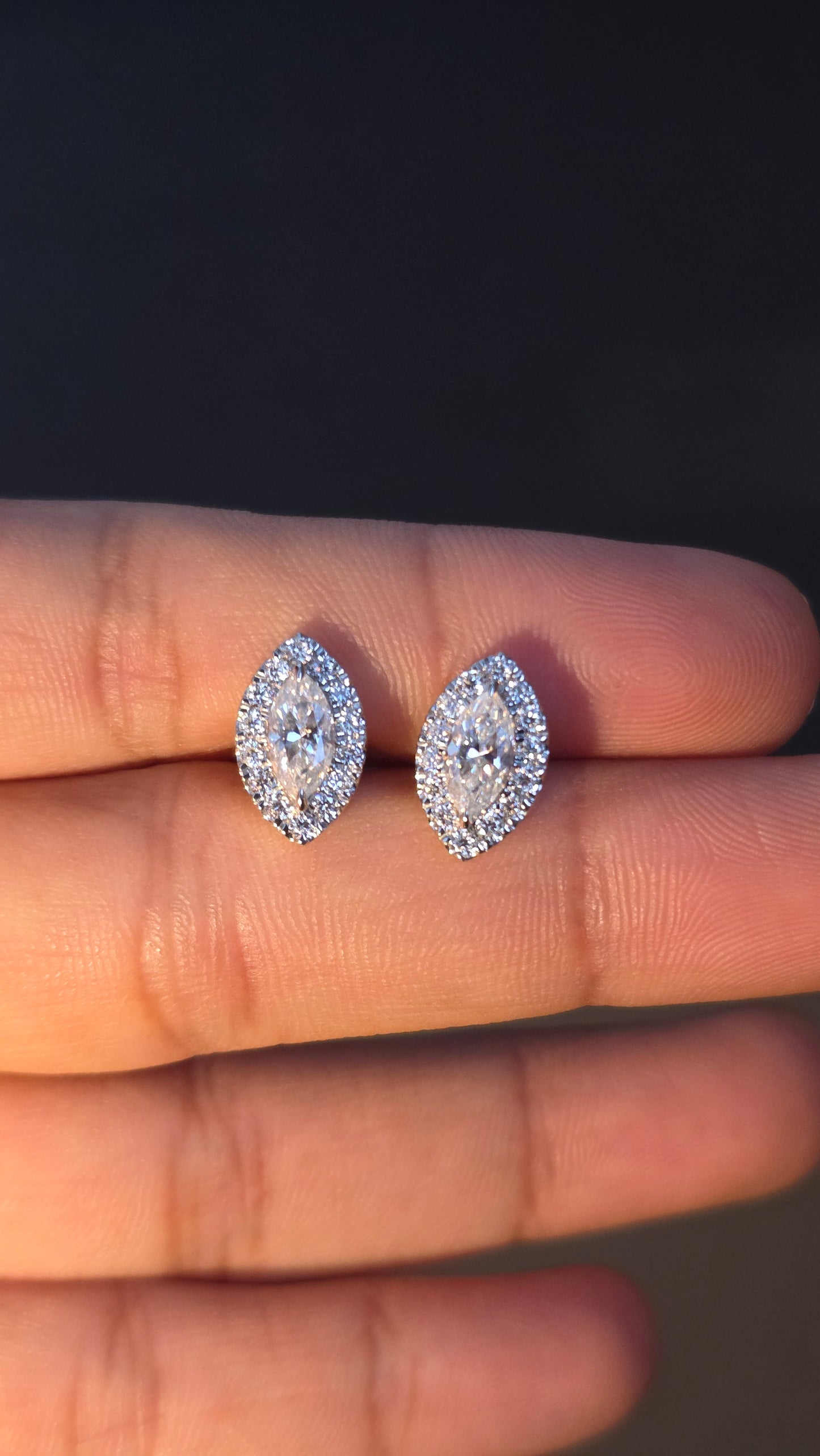 Marquise Halo Studs