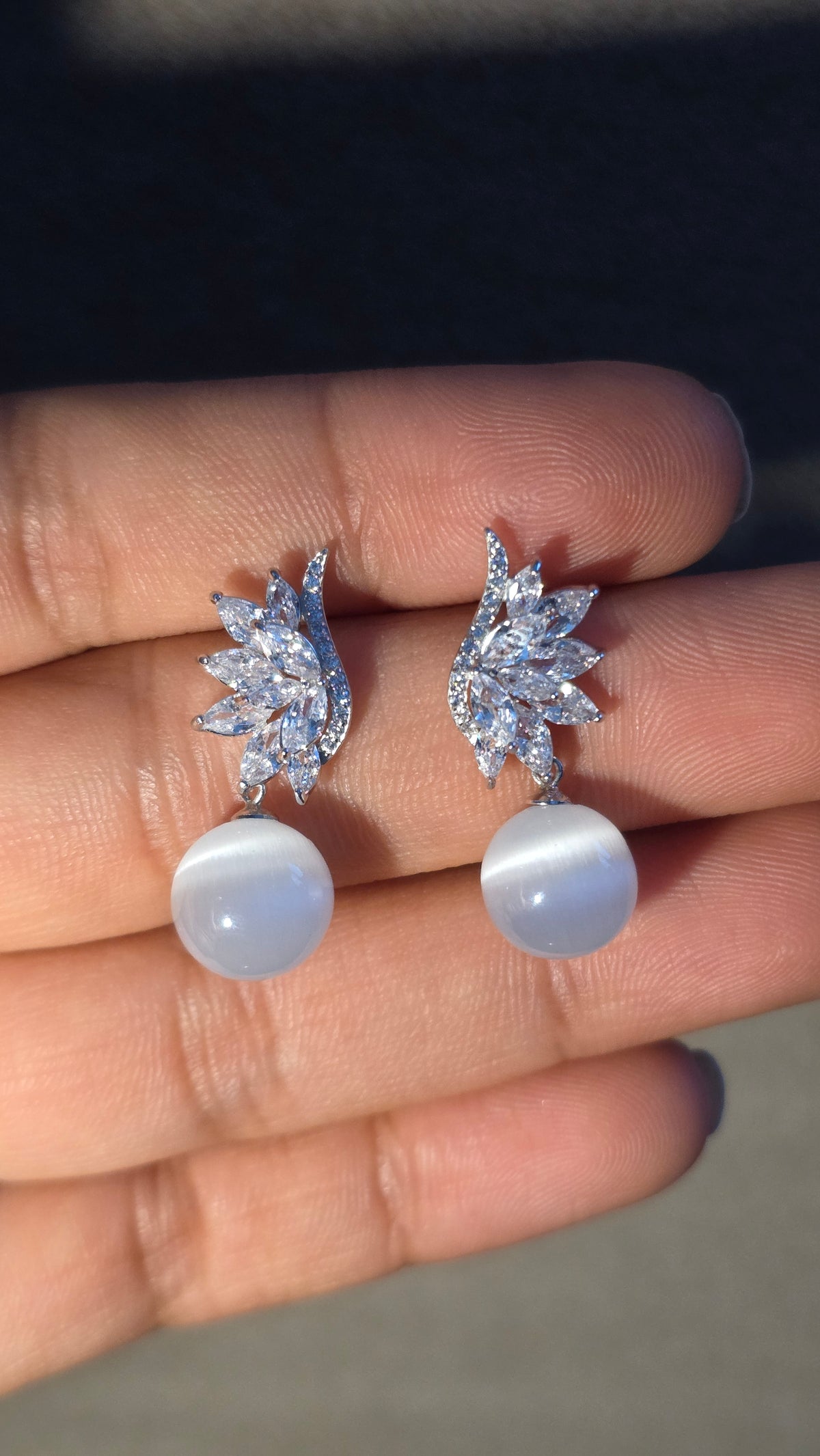 Plume Pearl Drop Earrings