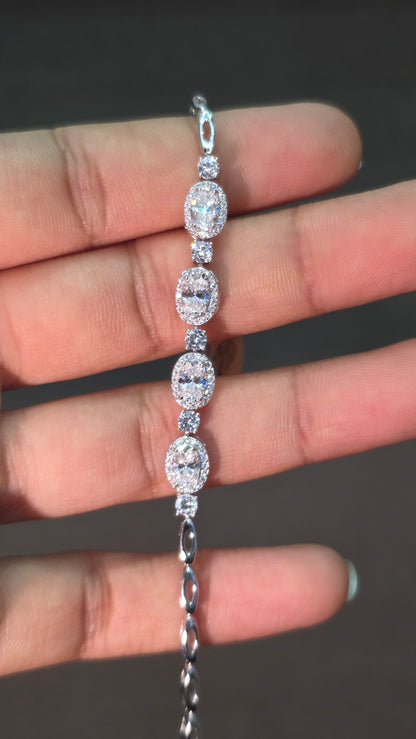 Oval Halo Tennis Bracelet