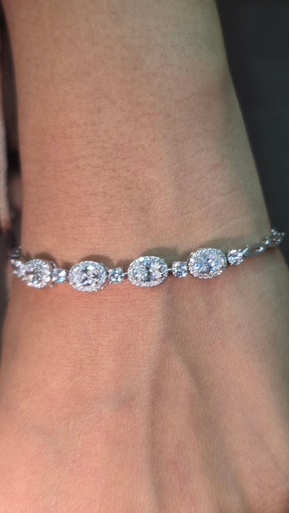 Oval Halo Tennis Bracelet