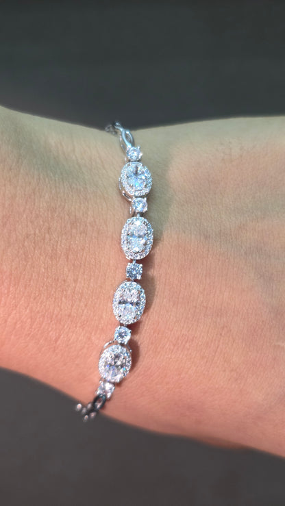 Oval Halo Tennis Bracelet