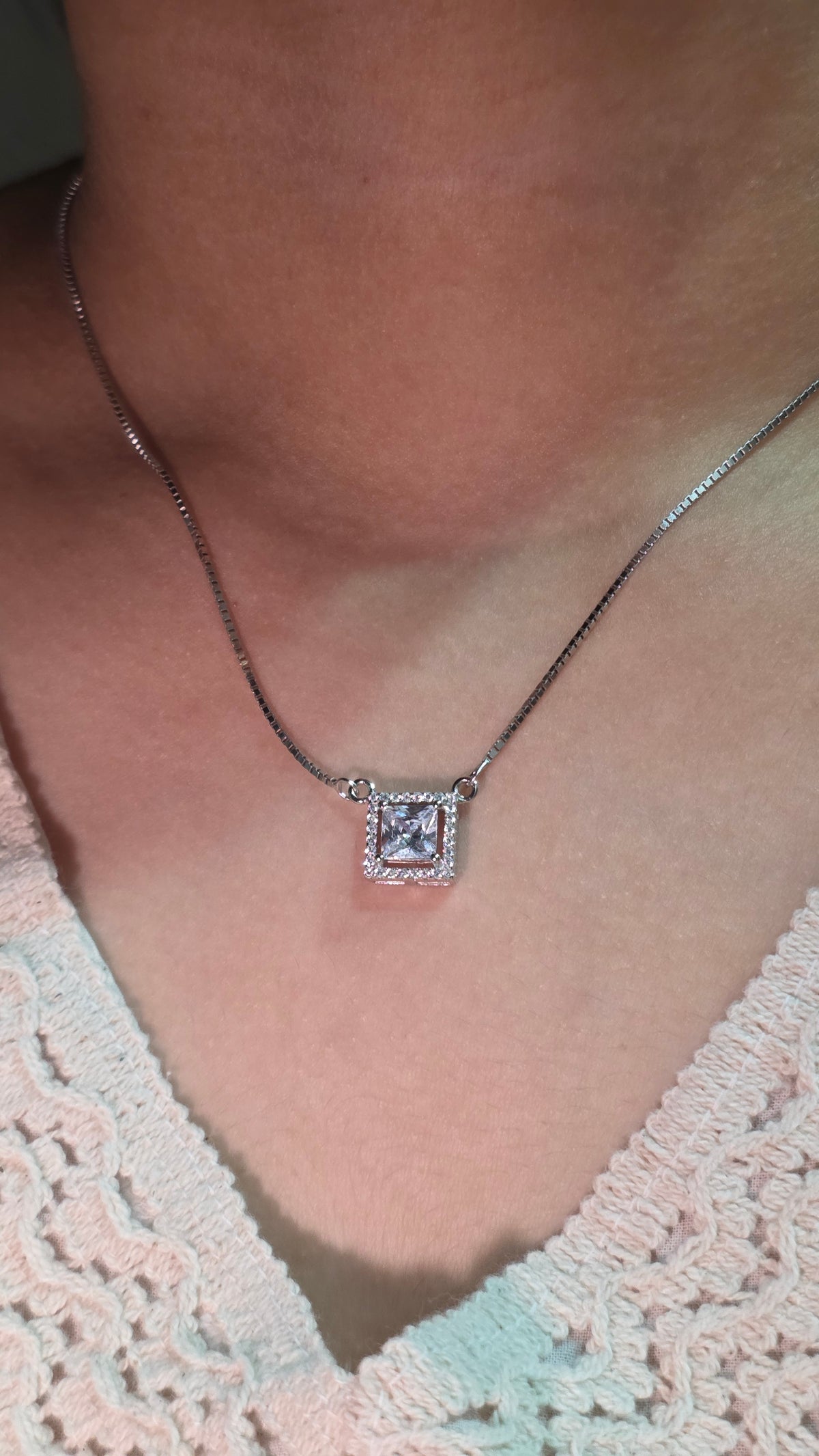 Floating Square Pave Pendat set