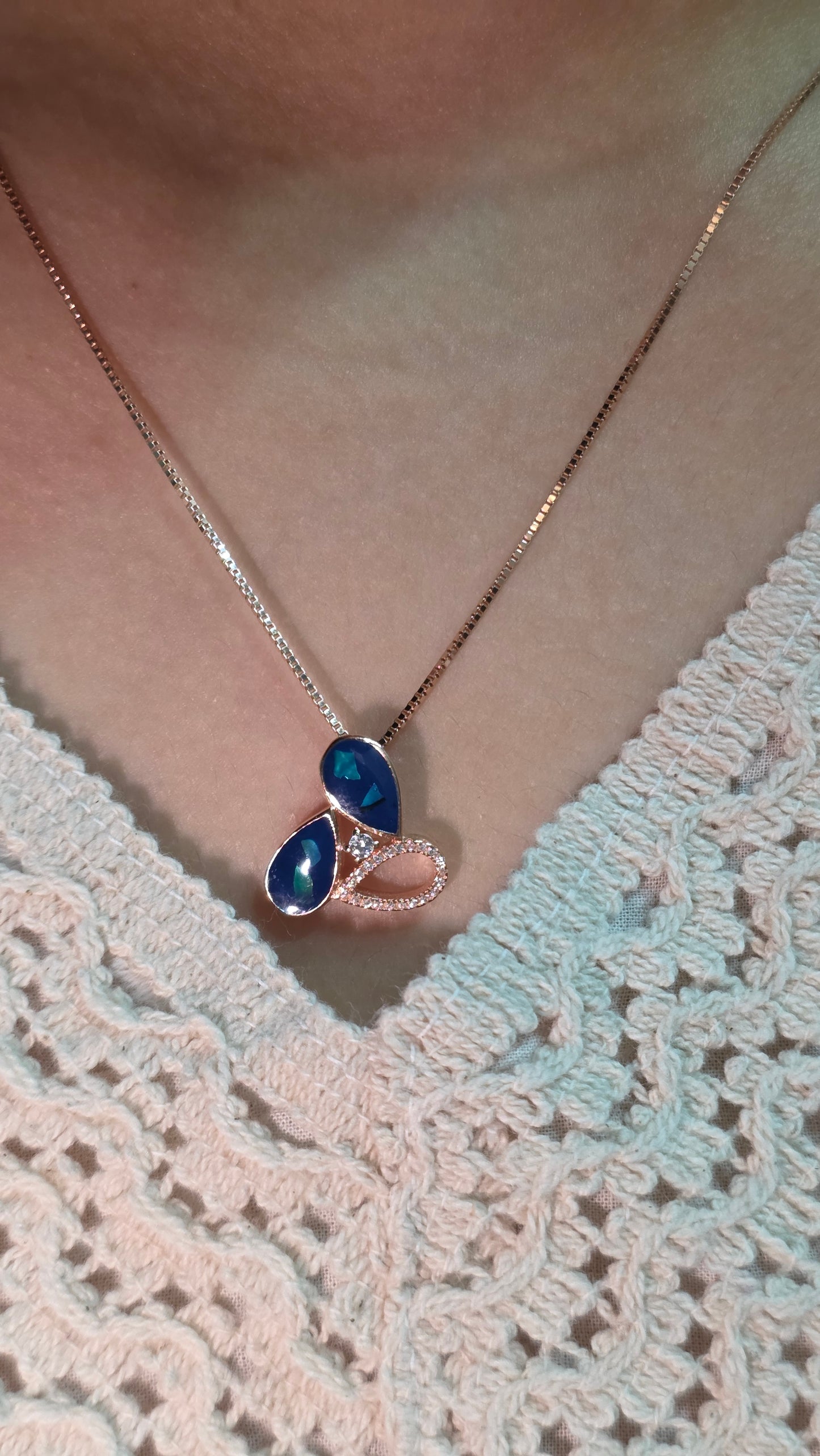 Abstract Blue Gem pendat set