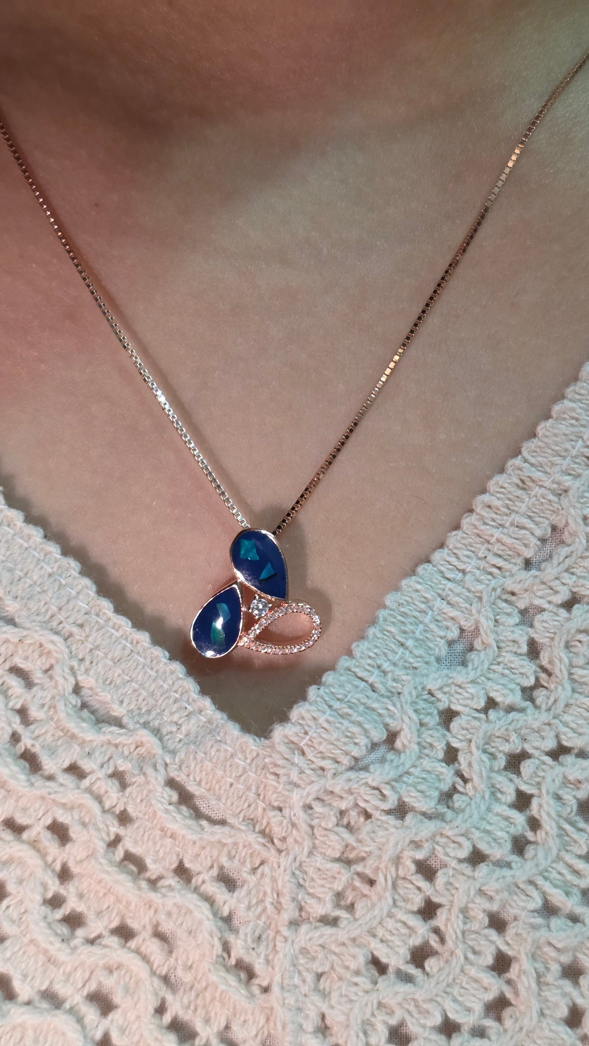 Abstract Blue Gem pendat set