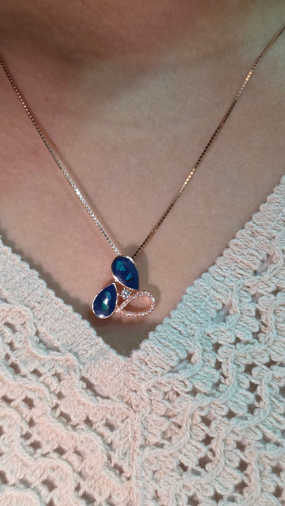 Abstract Blue Gem pendat set