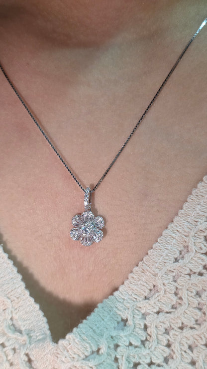 Baguette Floral Pendant Set