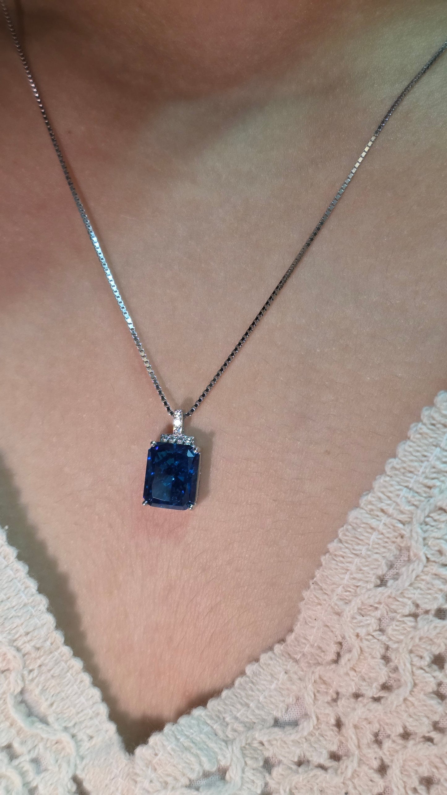 Blue Crystal Pendent set