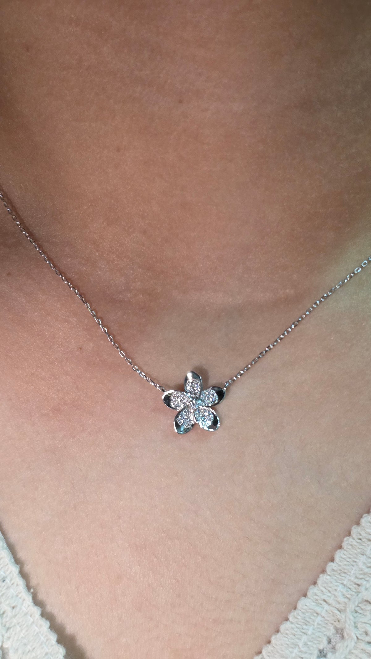 Diamond Flower Pendant Set