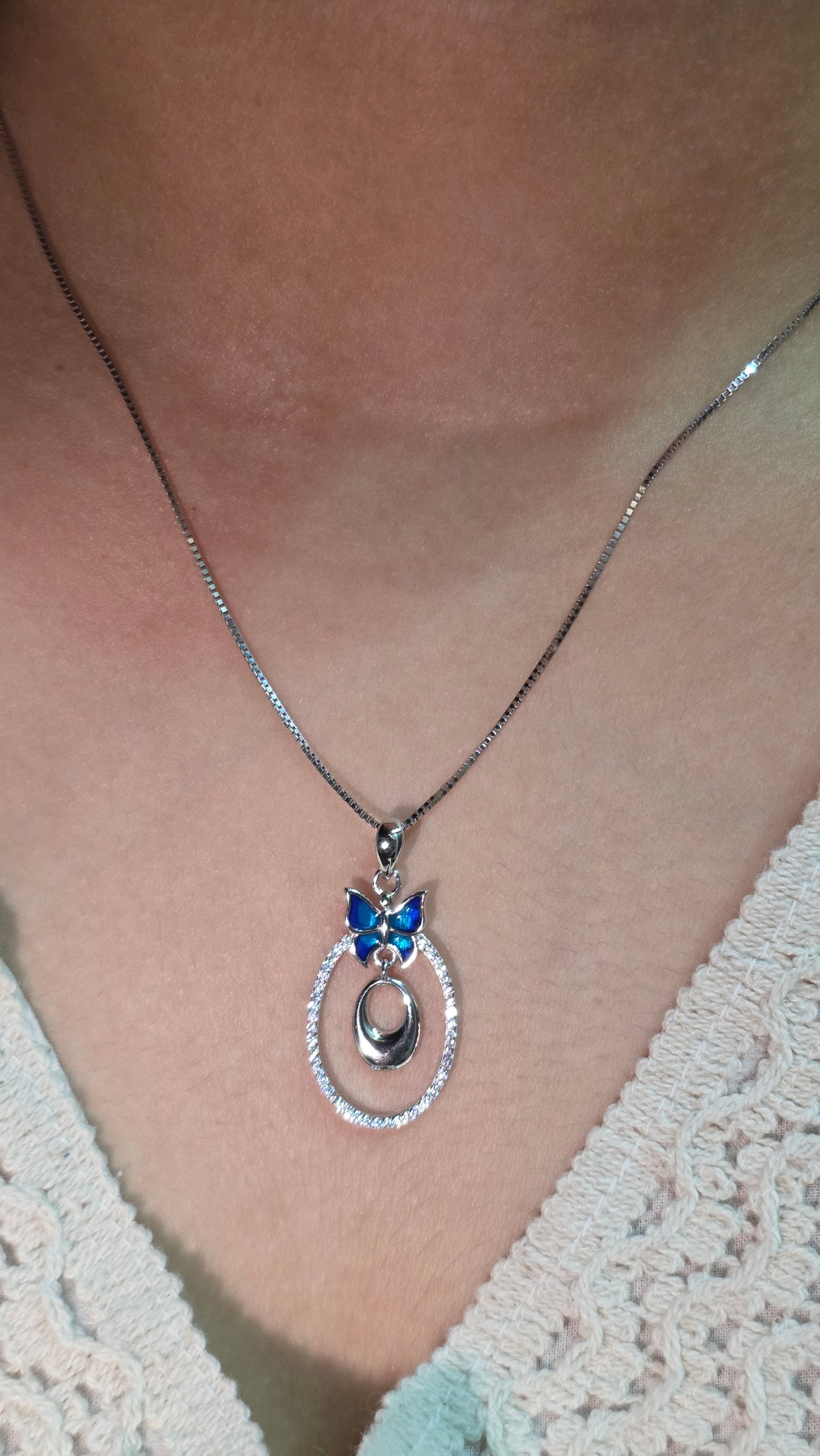 Blue Butterfly Pendant Set