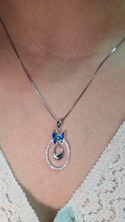 Blue Butterfly Pendant Set