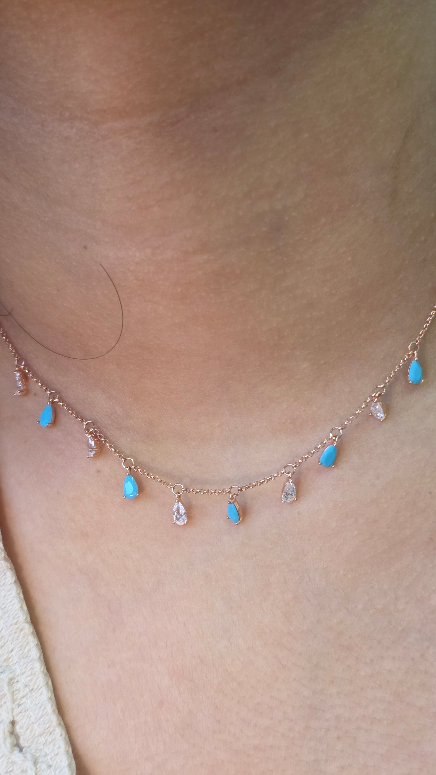 Turquoise Drop Fringe Necklace