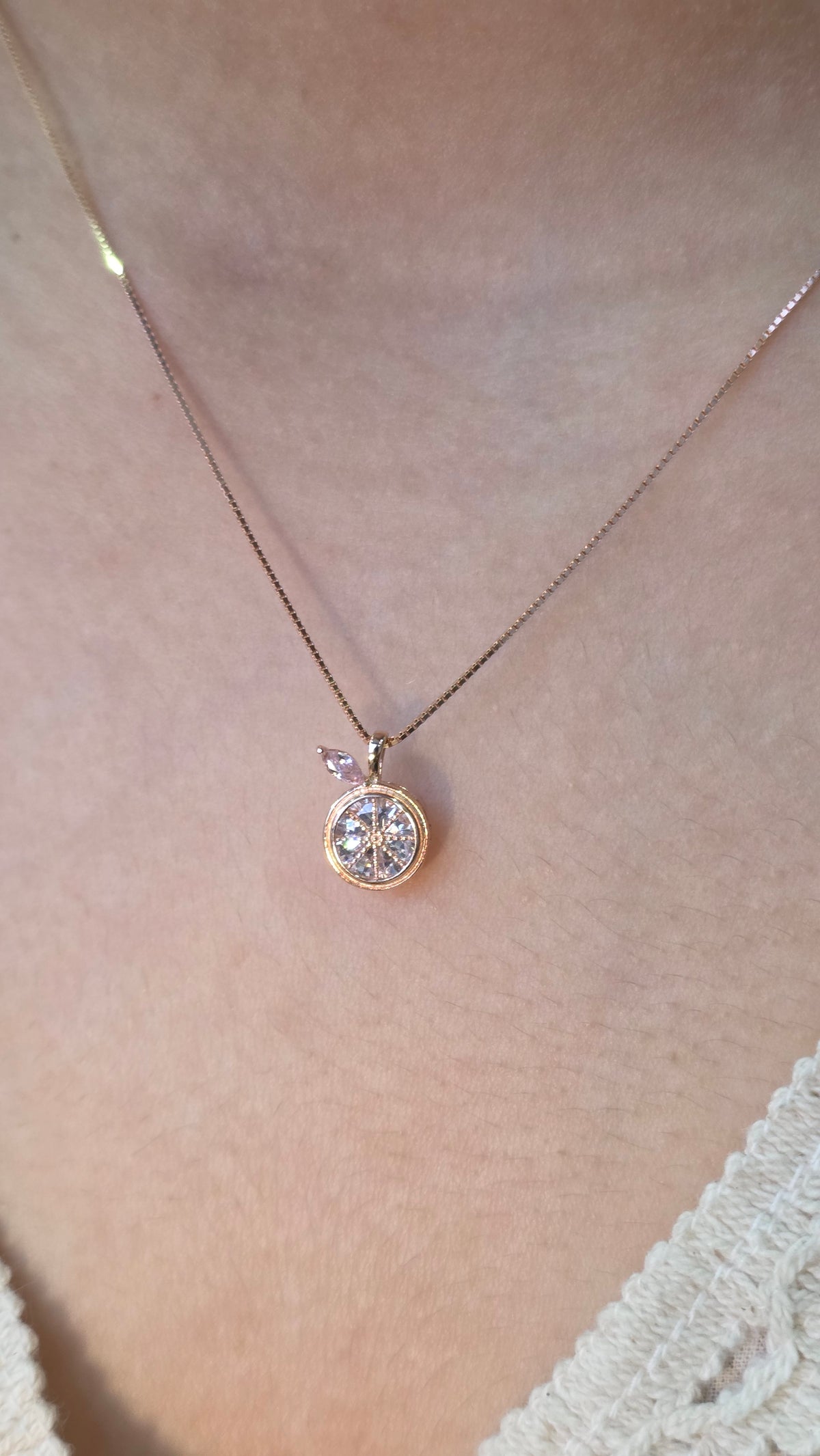 Milgrain Solitaire Pendant Chain