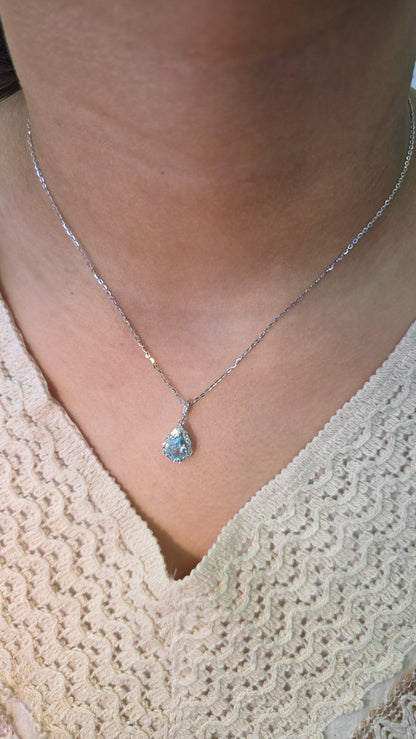 Aqua Teardrop Pendant Chain