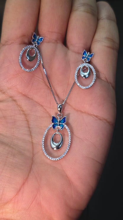 Blue Butterfly Pendant Set