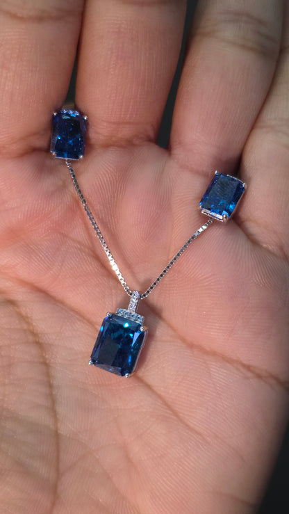 Blue Crystal Pendent set