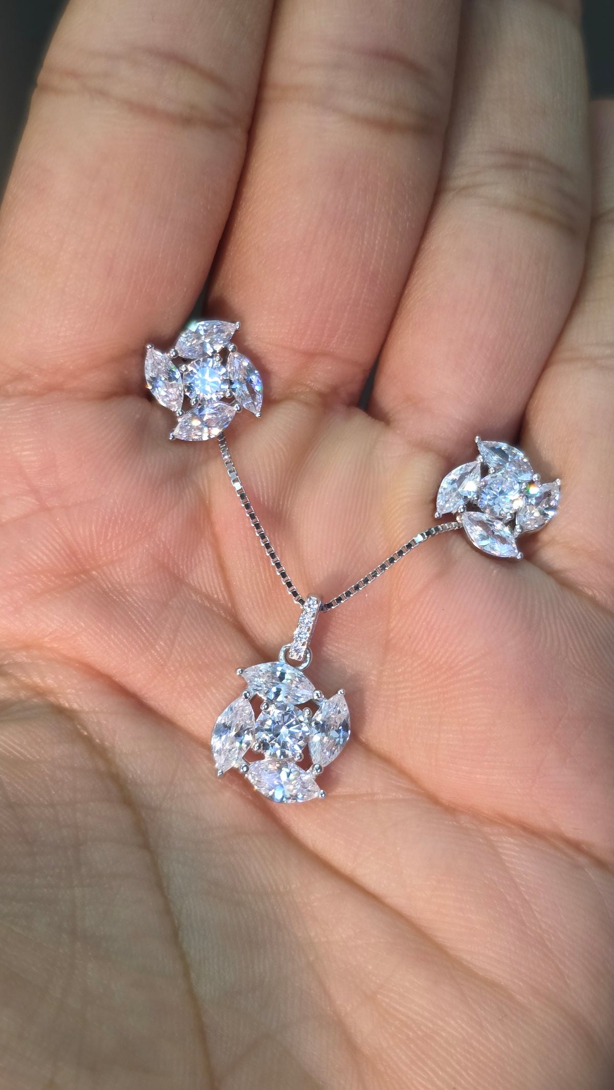 Diamond Pinwheel Pendant Set