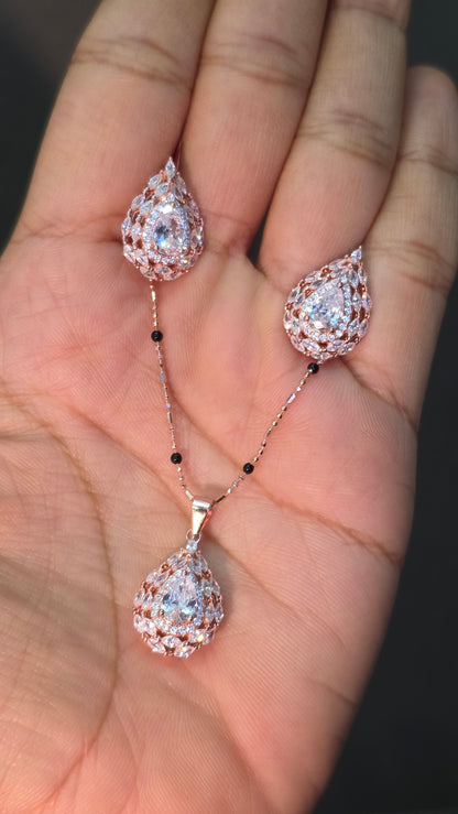 Rose Gold Teardrop Pendant Set