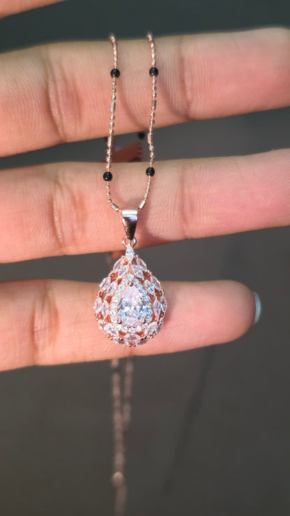 Rose Gold Teardrop Pendant Set