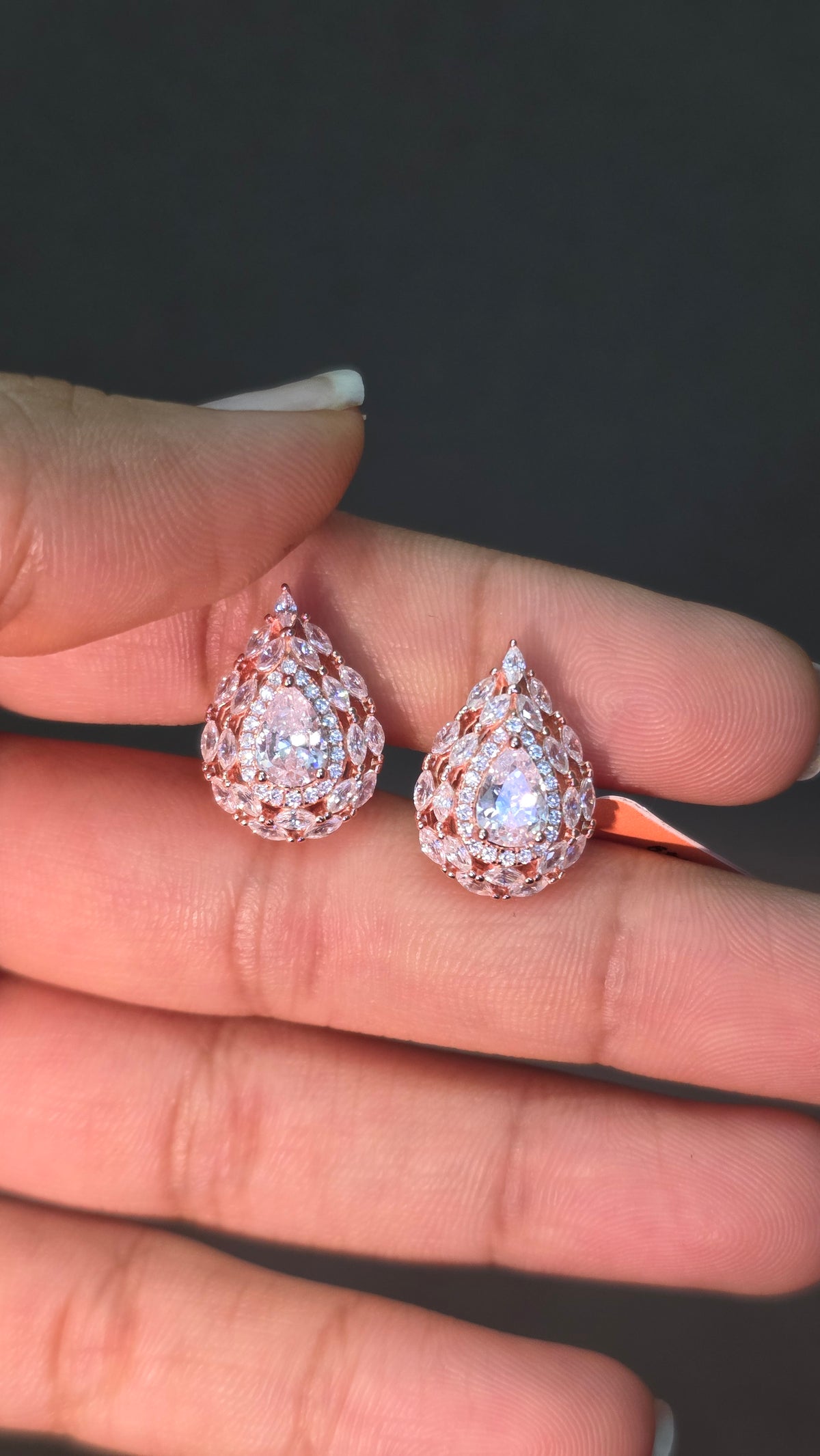 Rose Gold Teardrop Pendant Set