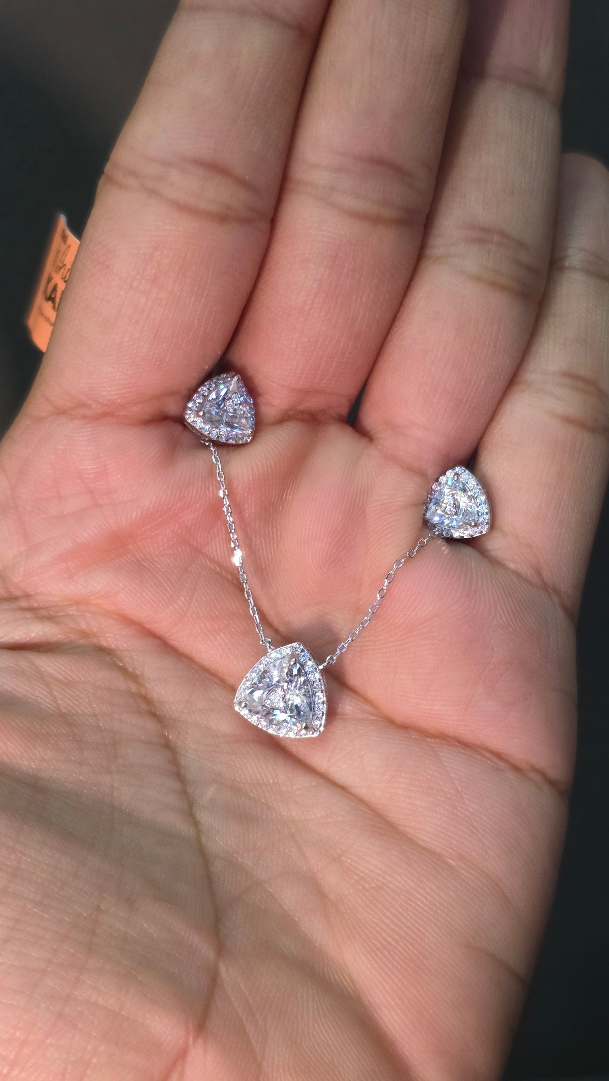 Trillion Halo Pendant Set