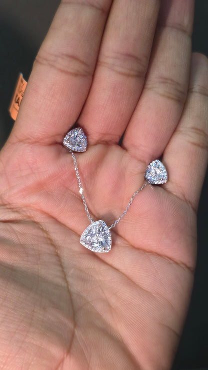 Trillion Halo Pendant Set