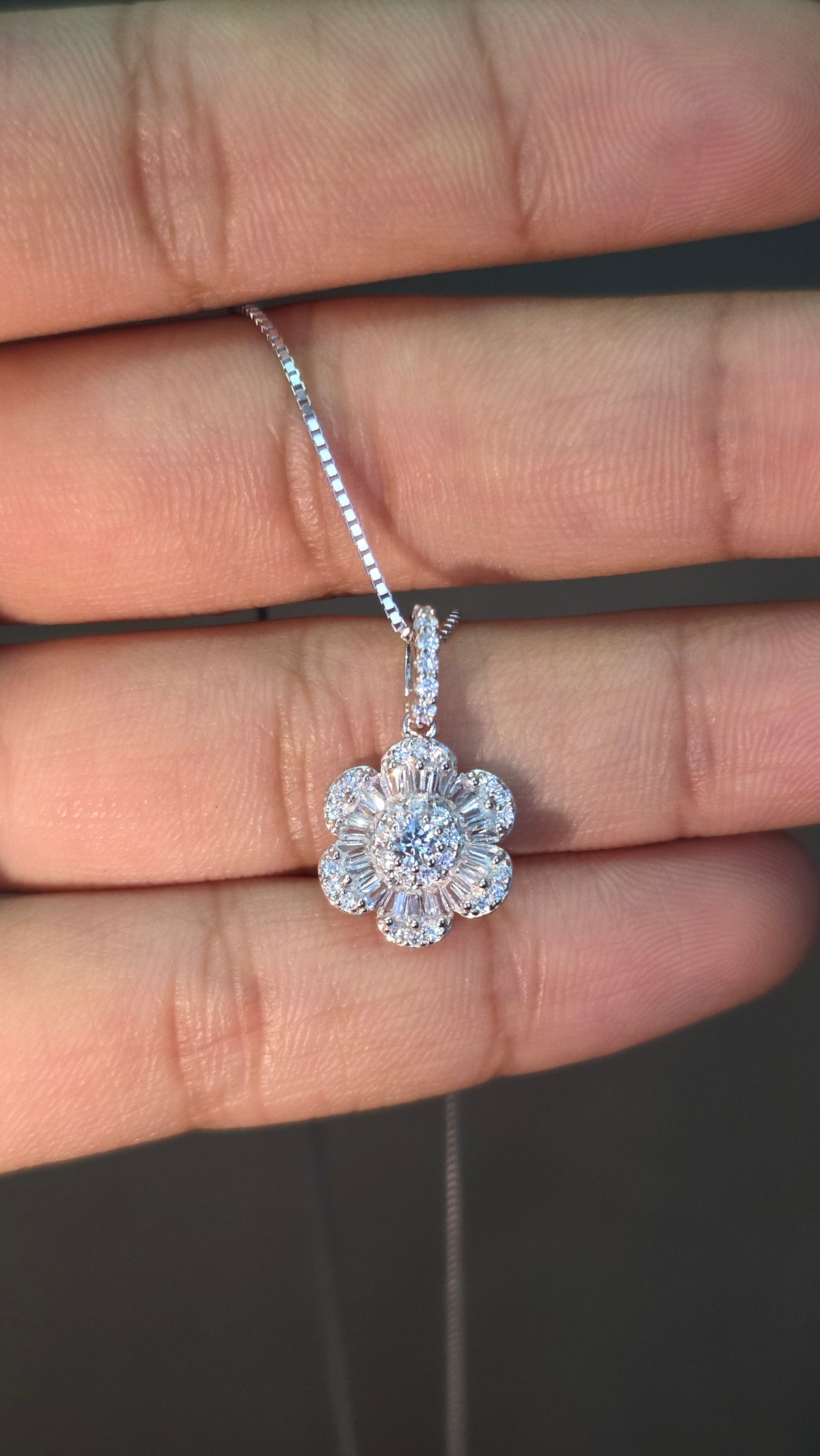 Baguette Floral Pendant Set