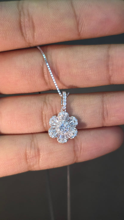 Baguette Floral Pendant Set