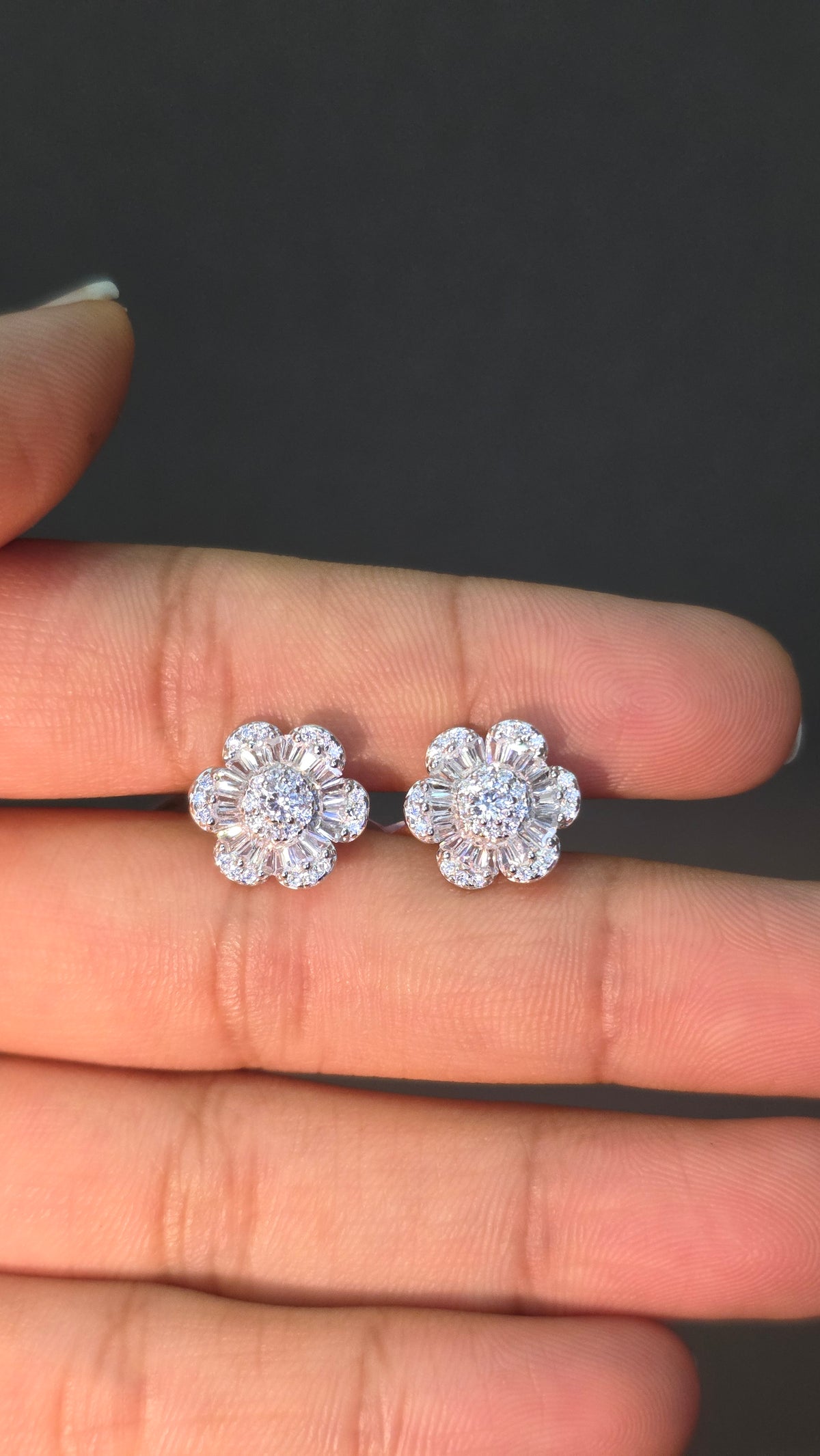Baguette Floral Pendant Set