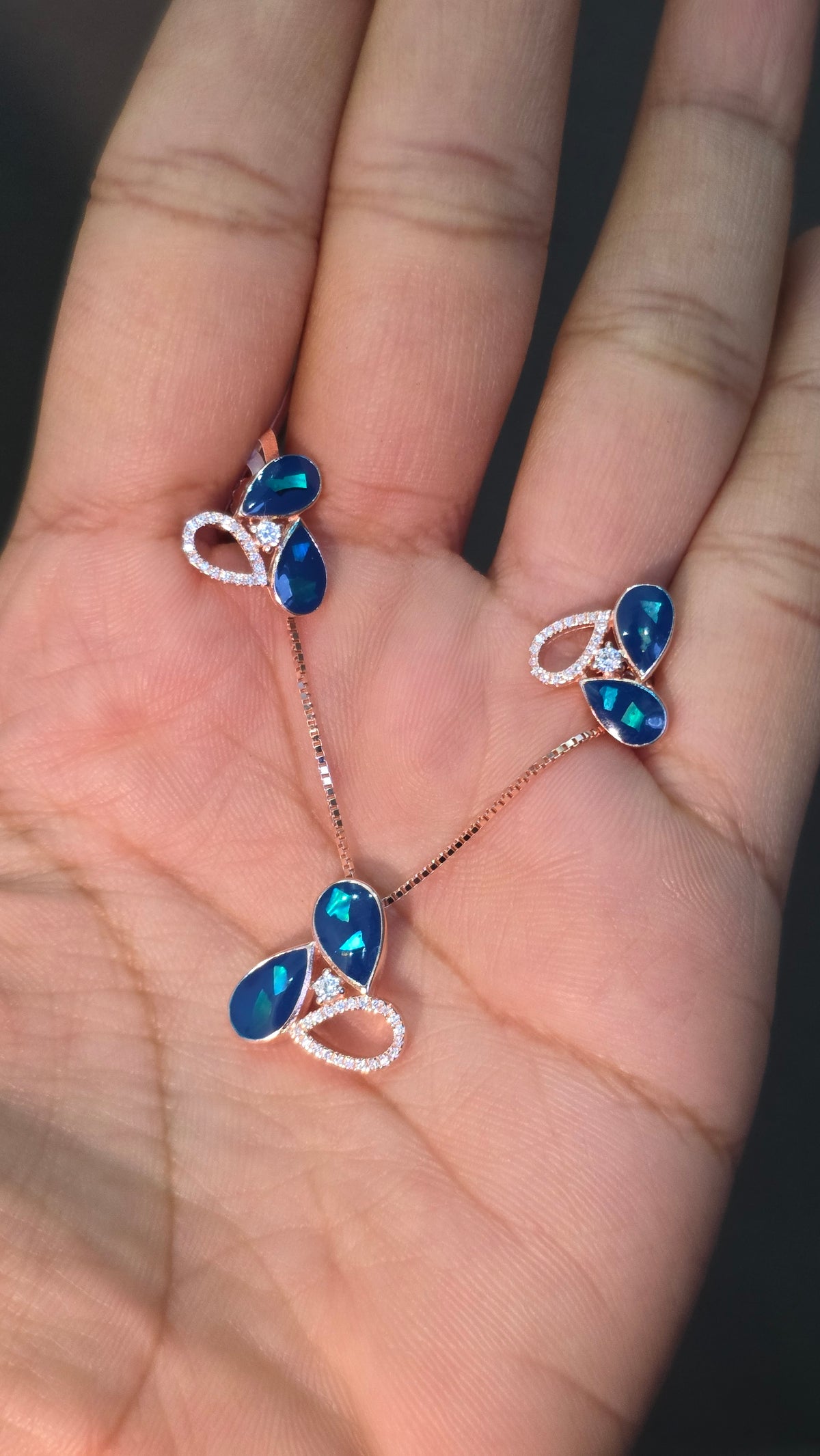 Abstract Blue Gem pendat set